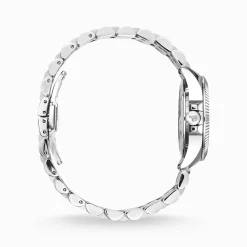 Best Sale Damenuhr Divine Silver mit schwarzem Zifferblatt und weißen Steinen Silber Damen Uhren|Damenuhren